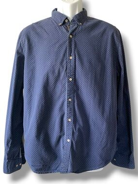 Denim & Flower Ricky Singh Blue Micro Dot Button Down Shirt Men’s 100% Cotton